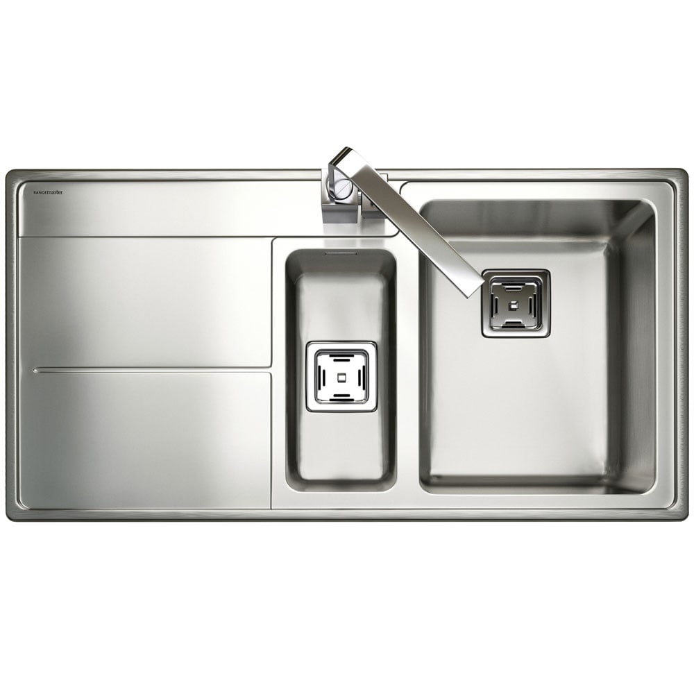 Rangemaster Arlington 1.5 Bowl Brushed Stainless Steel Kitchen Sink & Waste LH