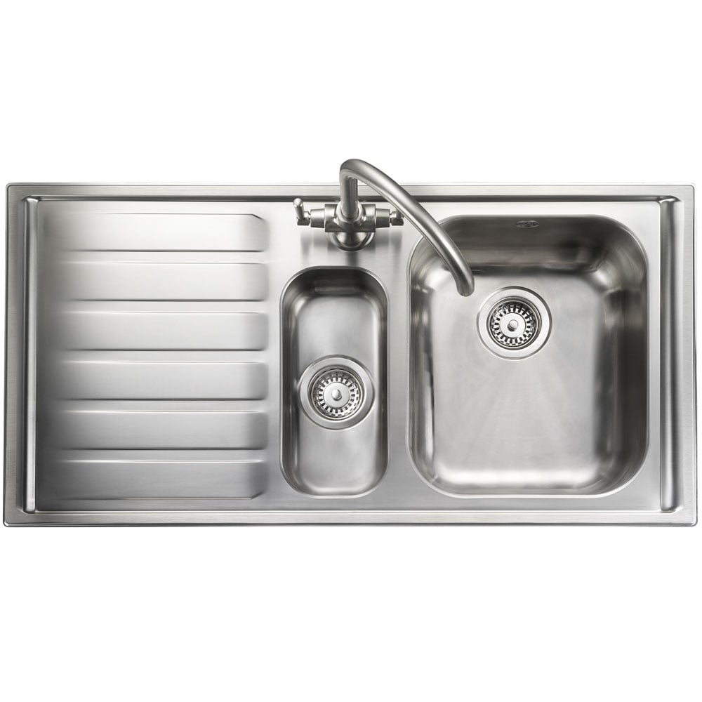 Rangemaster Manhattan 1.5 Bowl Brushed Stainless Steel Kitchen Sink & Waste LHD