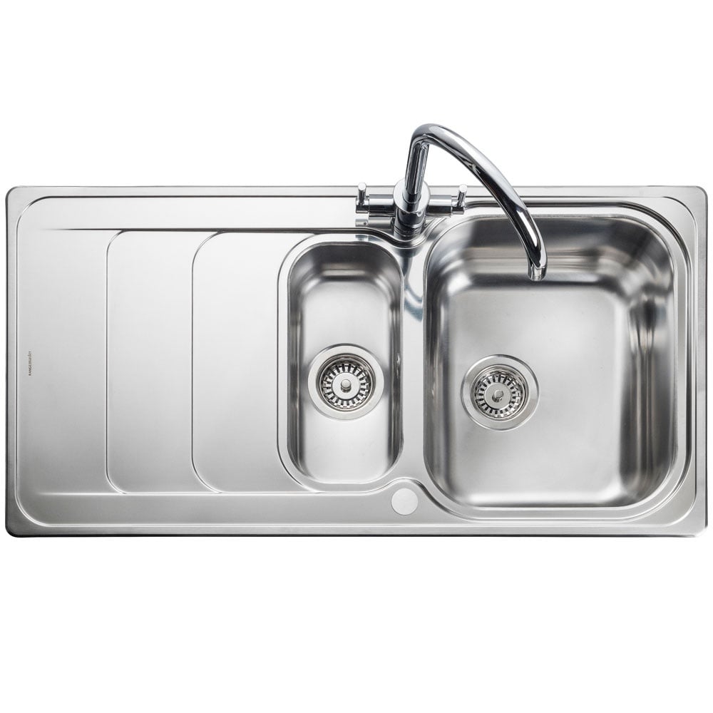 Rangemaster Houston 1.5 Bowl Brushed Stainless Steel Kitchen Sink & Waste