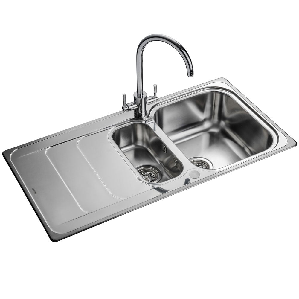 Rangemaster Houston 1.5 Bowl Brushed Stainless Steel Kitchen Sink & Waste