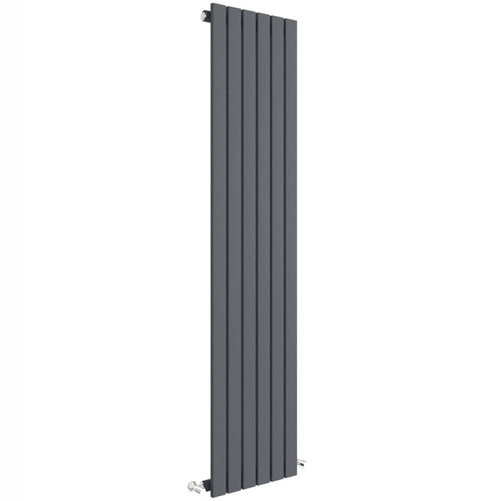 Black vertical designer radiator side view.