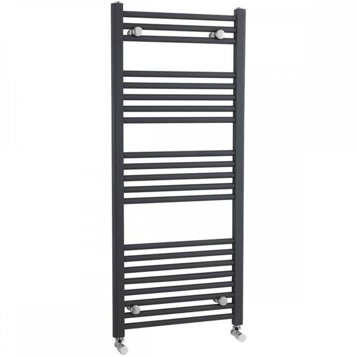 Black heated towel rail with ladder design