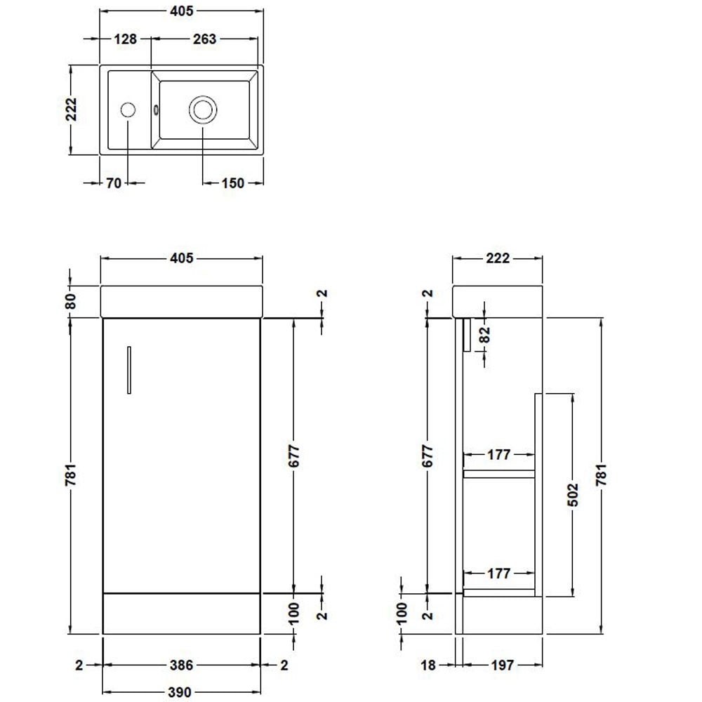 Nuie Vault Stone Grey 400mm Floor Standing Unit and Basin - MIN006