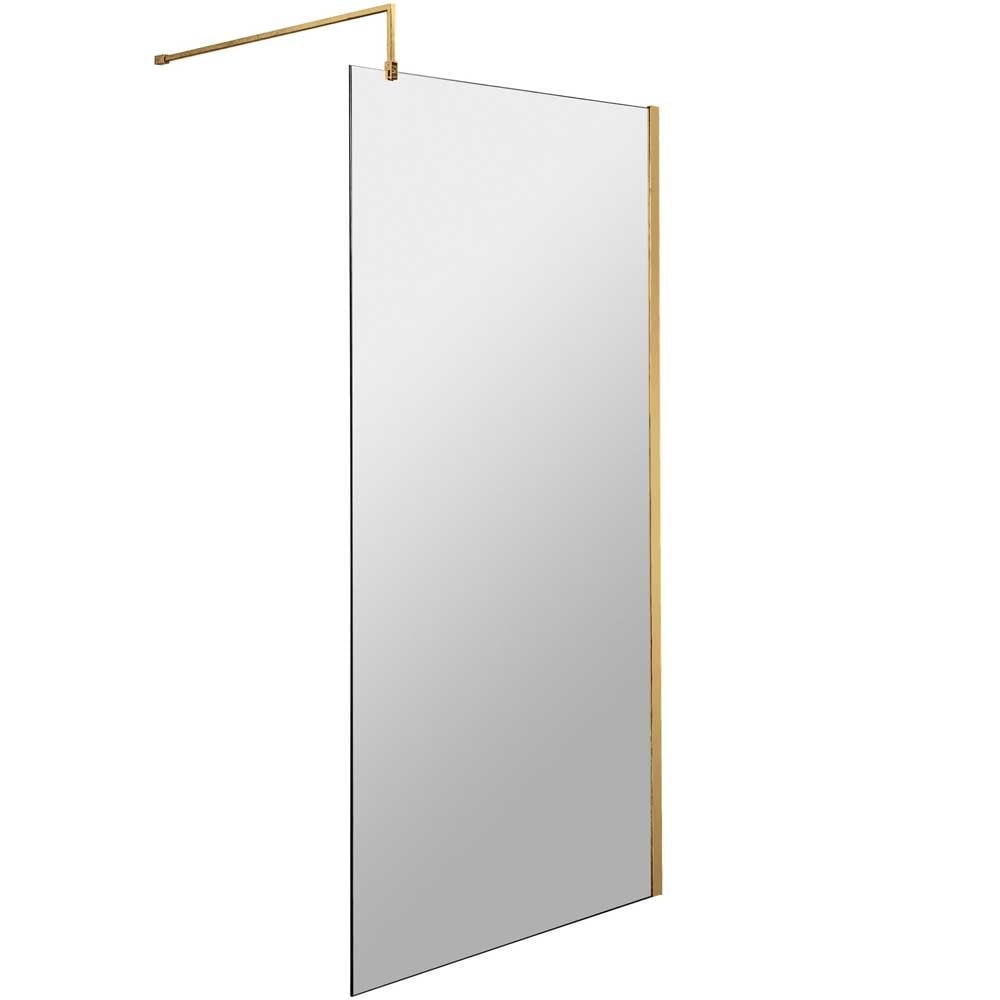 Nuie Brushed Brass Wetroom Shower Screen & Support Bar
