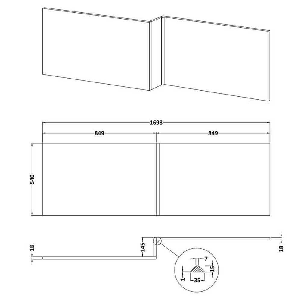 Nuie Blocks Satin White 1700mm Square Shower Bath Front Panel - MOF173