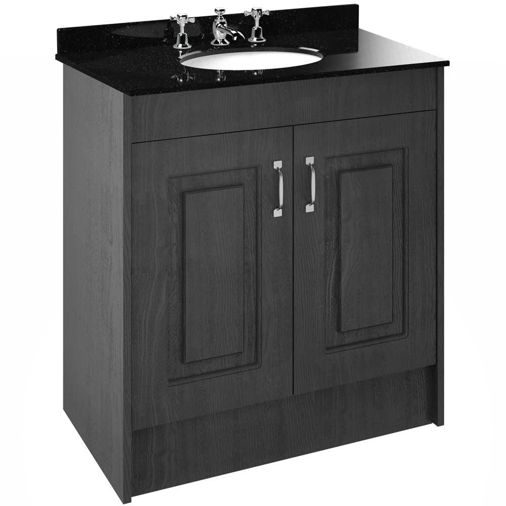 Nuie York Royal Grey 800mm Floor Standin Vanity & Marble Top Basin 3TH - YOR430