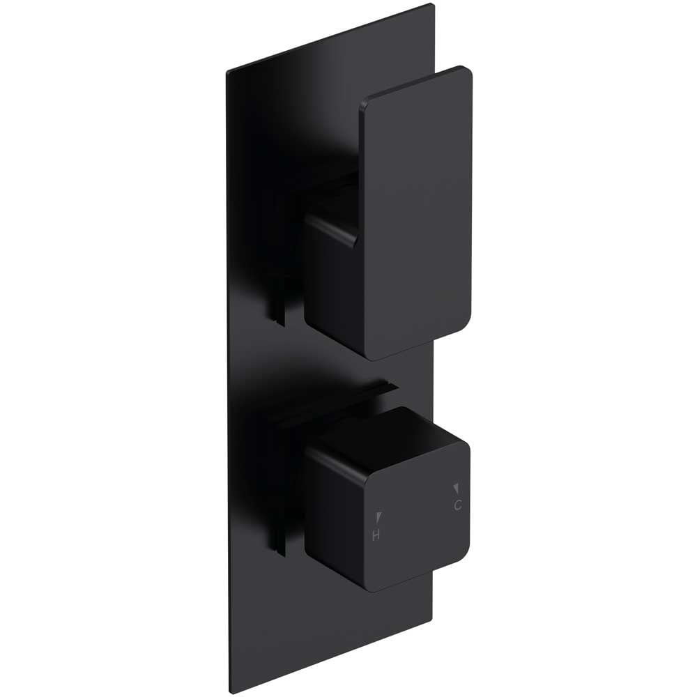 Nuie Windon Matt Black Twin Thermostatic Shower Valve With Diverter - WIN4TW02