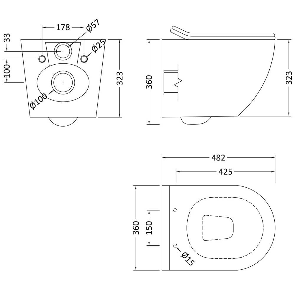 Nuie Freya White Wall Hung Toilet Pan & Soft Close Seat-NCG340