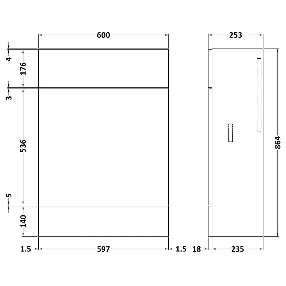 Hudson Reed Fusion Gloss White 600mm Compact WC Unit - OFF147