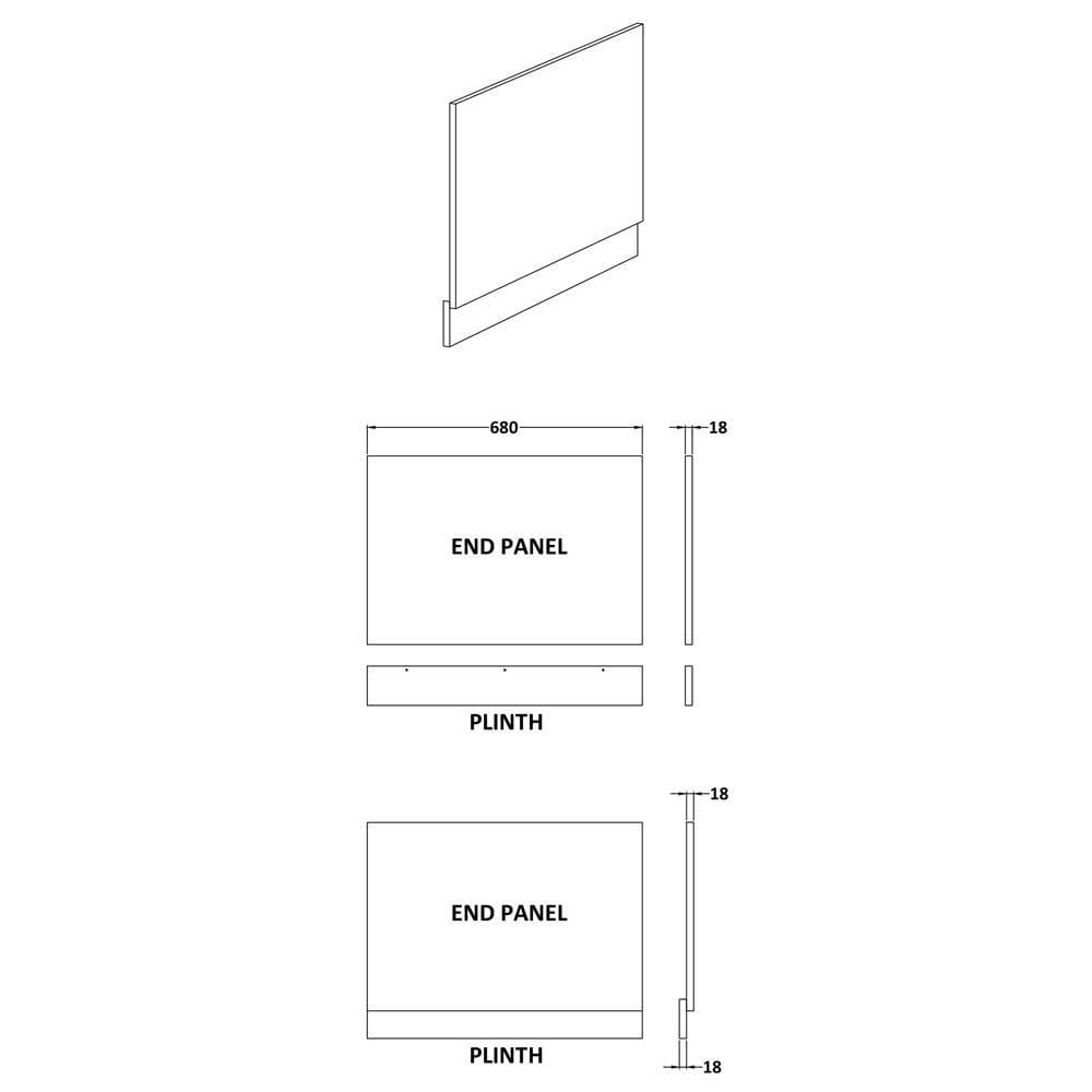 Nuie Blocks Satin Grey 700mm Bath End Panel - MOF270