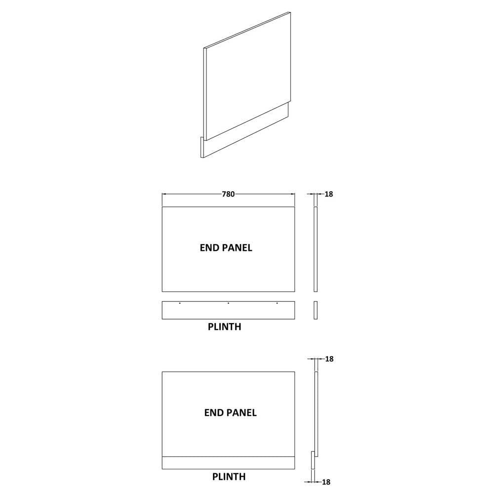 Nuie Blocks Satin Grey 800mm Bath End Panel - MOF272