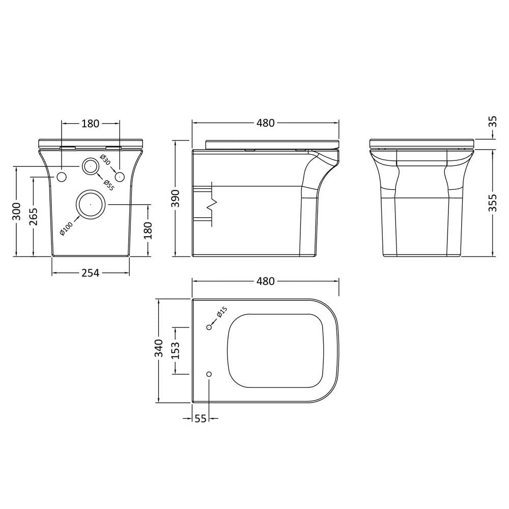 Nuie Ava White Wall Hung WC Pan Toilet & Soft Close Seat - NCG540