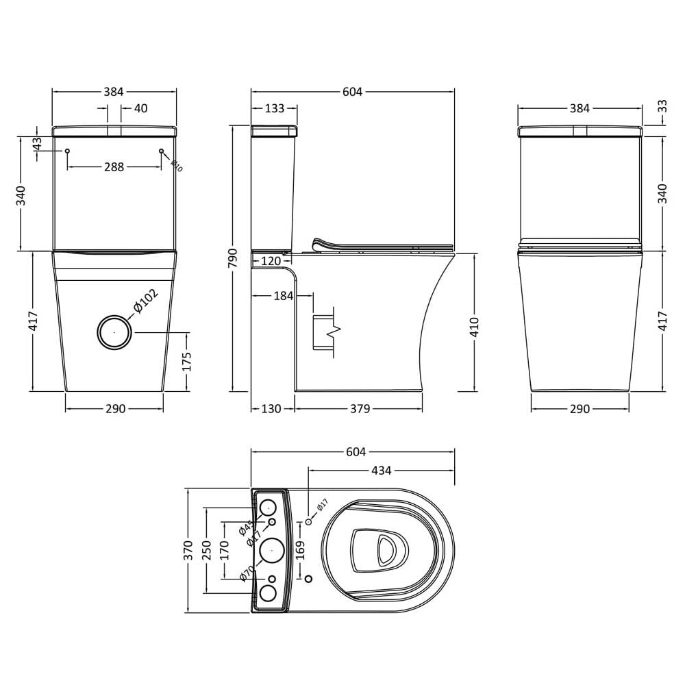 Nuie Freya White Semi Close Coupled Toilet Pan, Cistern & Soft Close Seat-NCG850