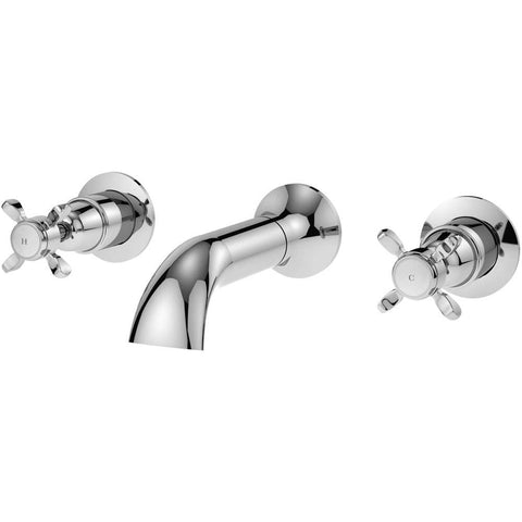 Nuie Selby Chrome Xhead Wall Mounted 3-Hole Bath Filler Tap - SEL309DX