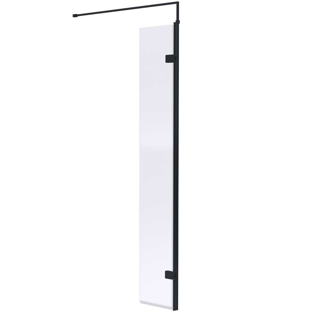 Nuie Matt Black Wetroom Swing Screen 300mm - WRSBP030H