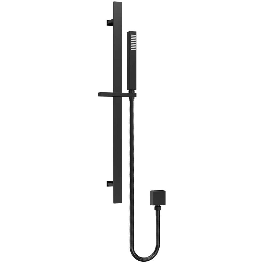 Nuie Arvan Matt Black Rectangular Slider Rail Shower Kit - A4167