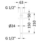nuie-matt-black-round-ceiling-mounted-shower-arm-150mm---arm415-