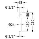 nuie-brushed-brass-round-ceiling-mounted-shower-arm-150mm---arm815-