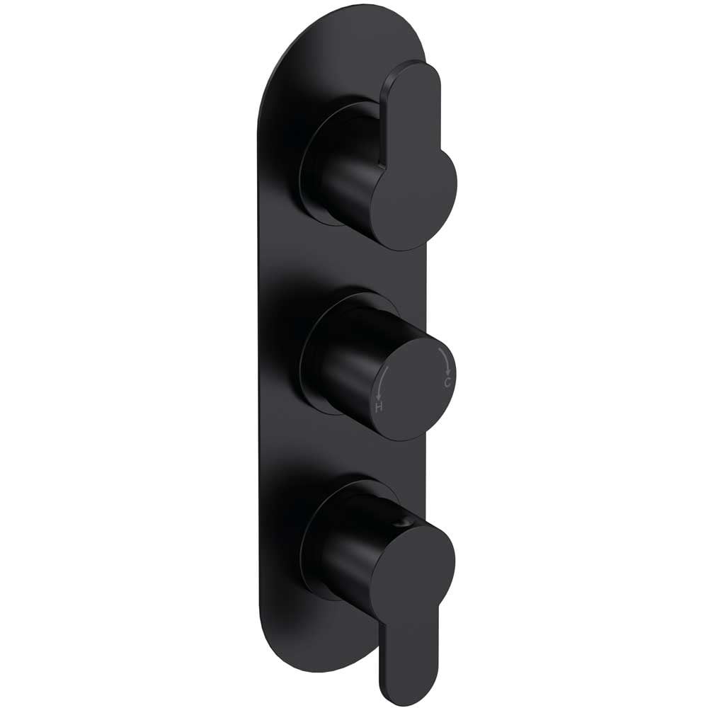Nuie Arvan Matt Black Triple Thermostatic Shower Valve With Diverter - ARV4TR03