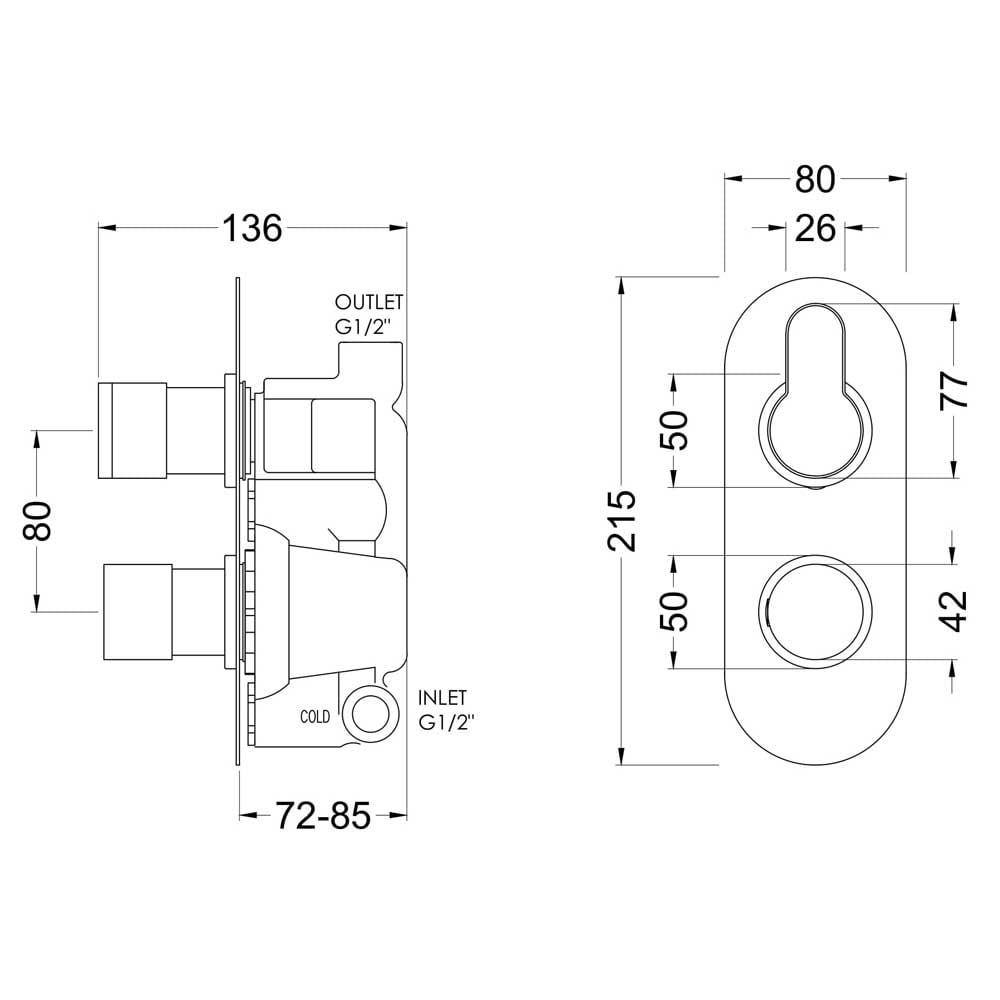 Nuie Arvan Matt Black Twin Thermostatic Shower Valve - ARV4TW01