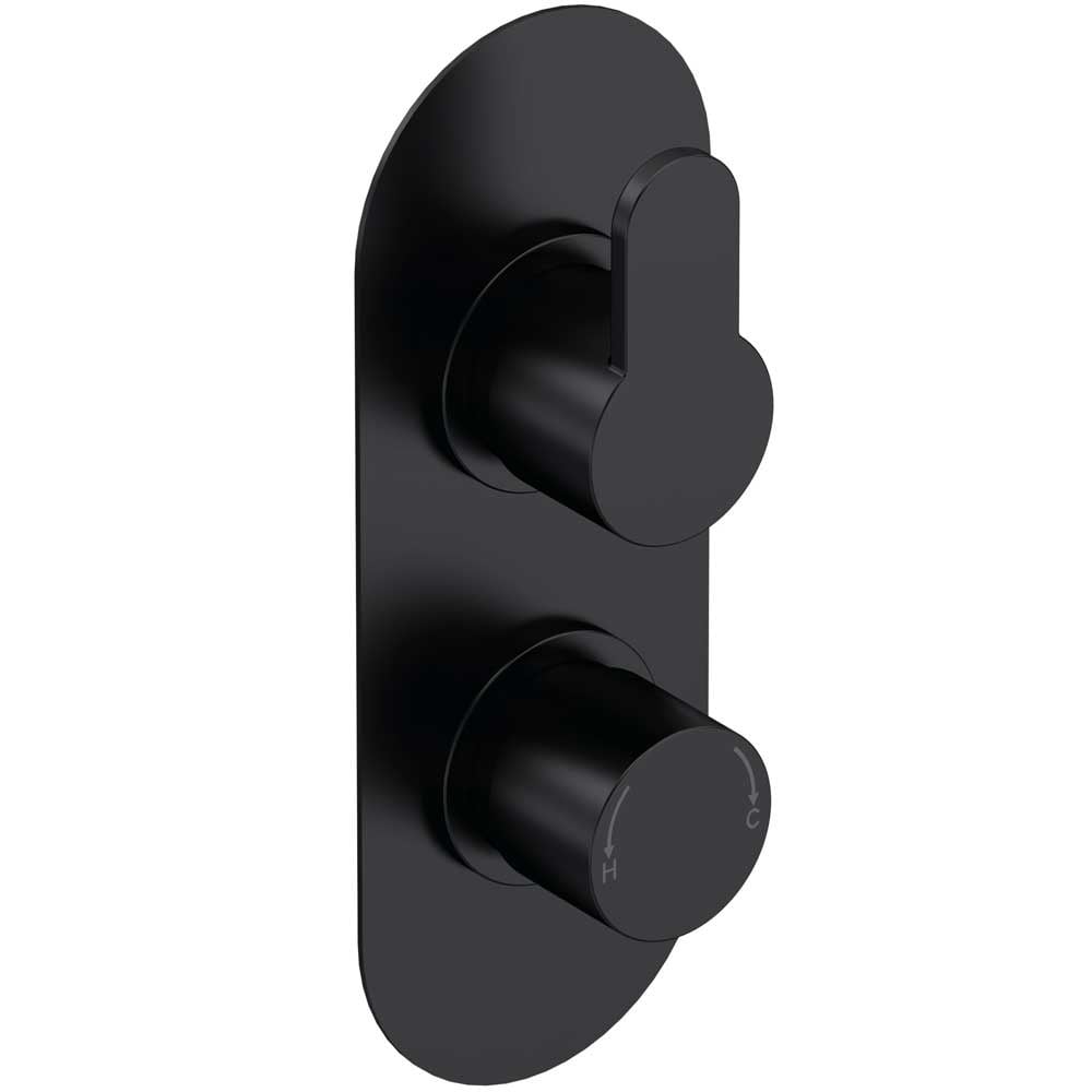 Nuie Arvan Matt Black Twin Thermostatic Shower Valve With Diverter - ARV4TW02