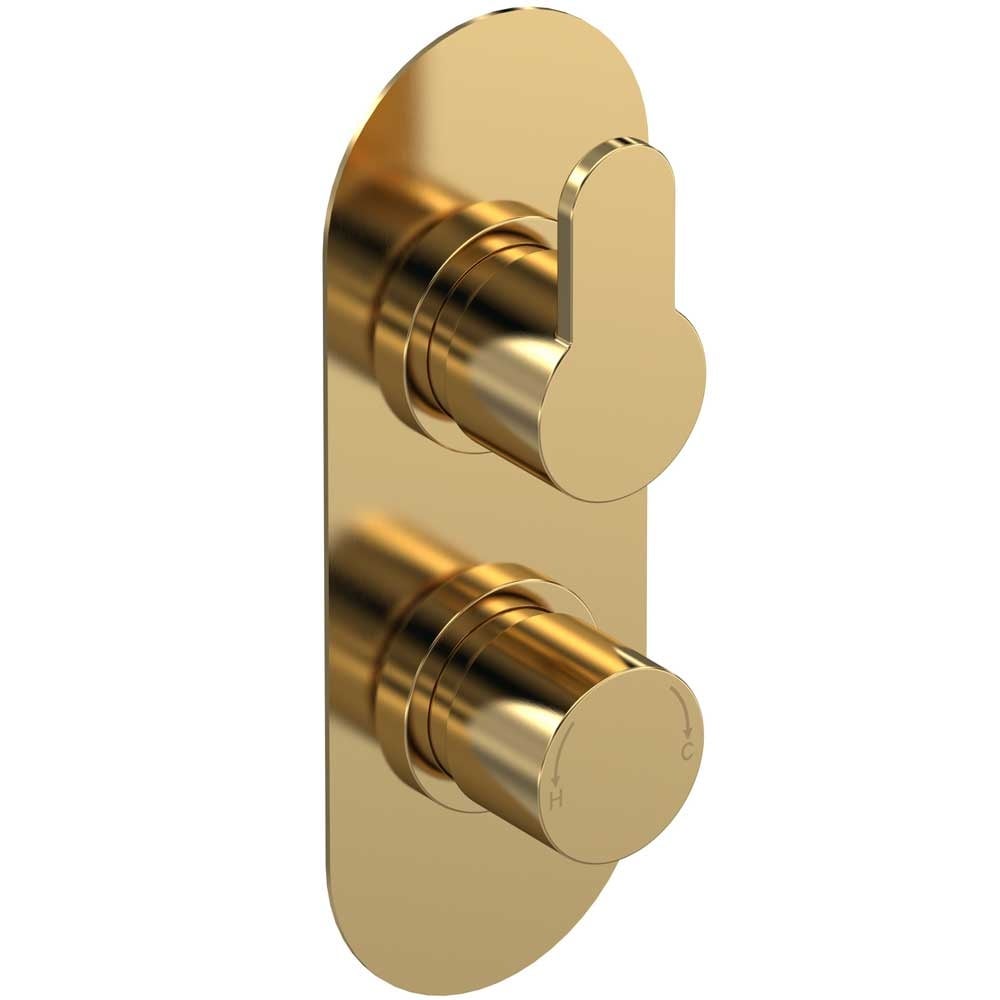 Nuie Arvan Brushed Brass Twin Thermostatic Shower Valve - ARV8TW01