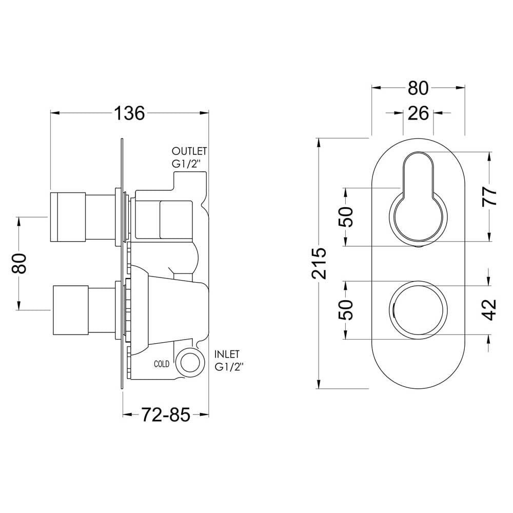 Nuie Arvan Brushed Brass Twin Thermostatic Shower Valve - ARV8TW01