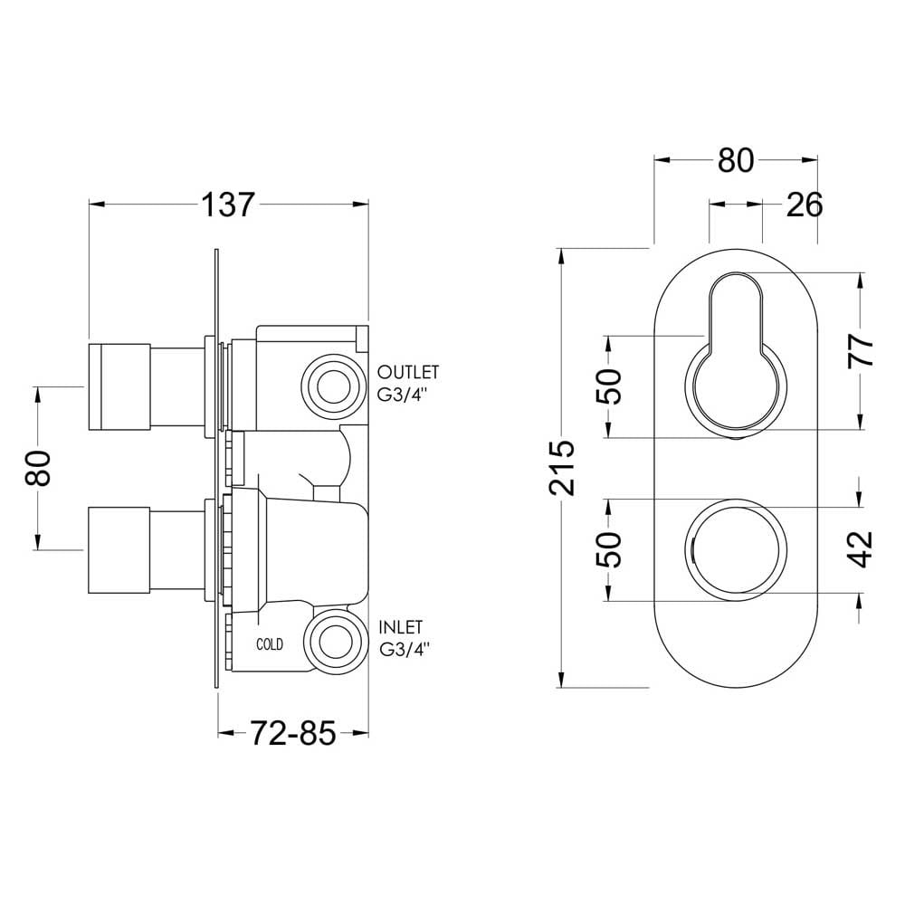 Nuie Arvan Brushed Brass Twin Thermostatic Shower Valve With Diverter - ARV8TW02