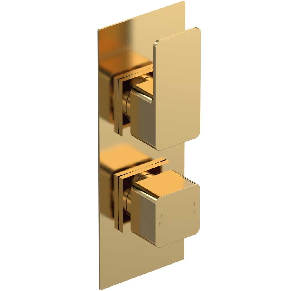 Nuie Windon Brushed Brass Twin Thermostatic Shower Valve - WIN8TW01