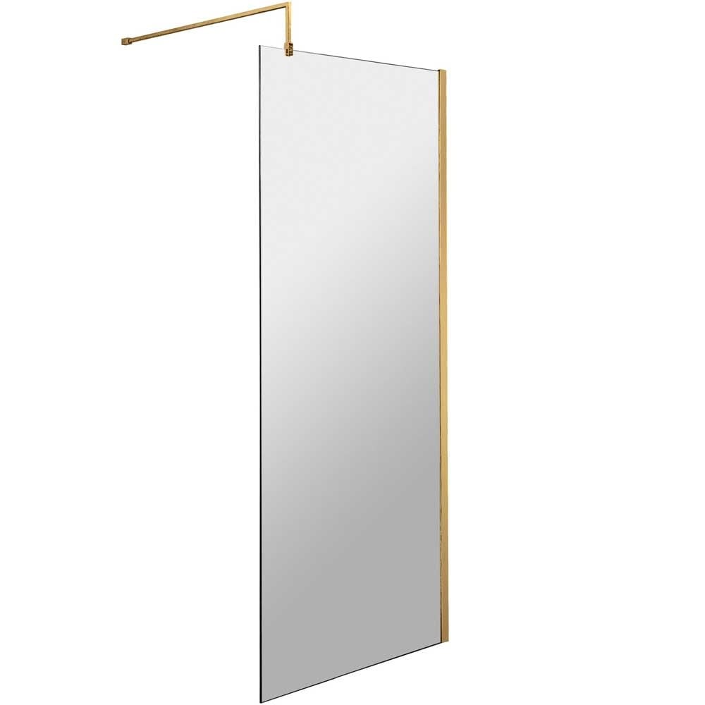 Nuie Brushed Brass Wetroom Shower Screen & Support Bar