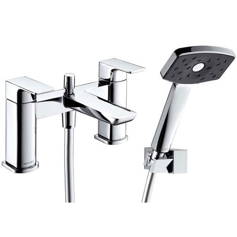 Methven Wai Matte Black Deck Mounted 2 Hole Bath Shower Mixer Tap WAIBSMBK