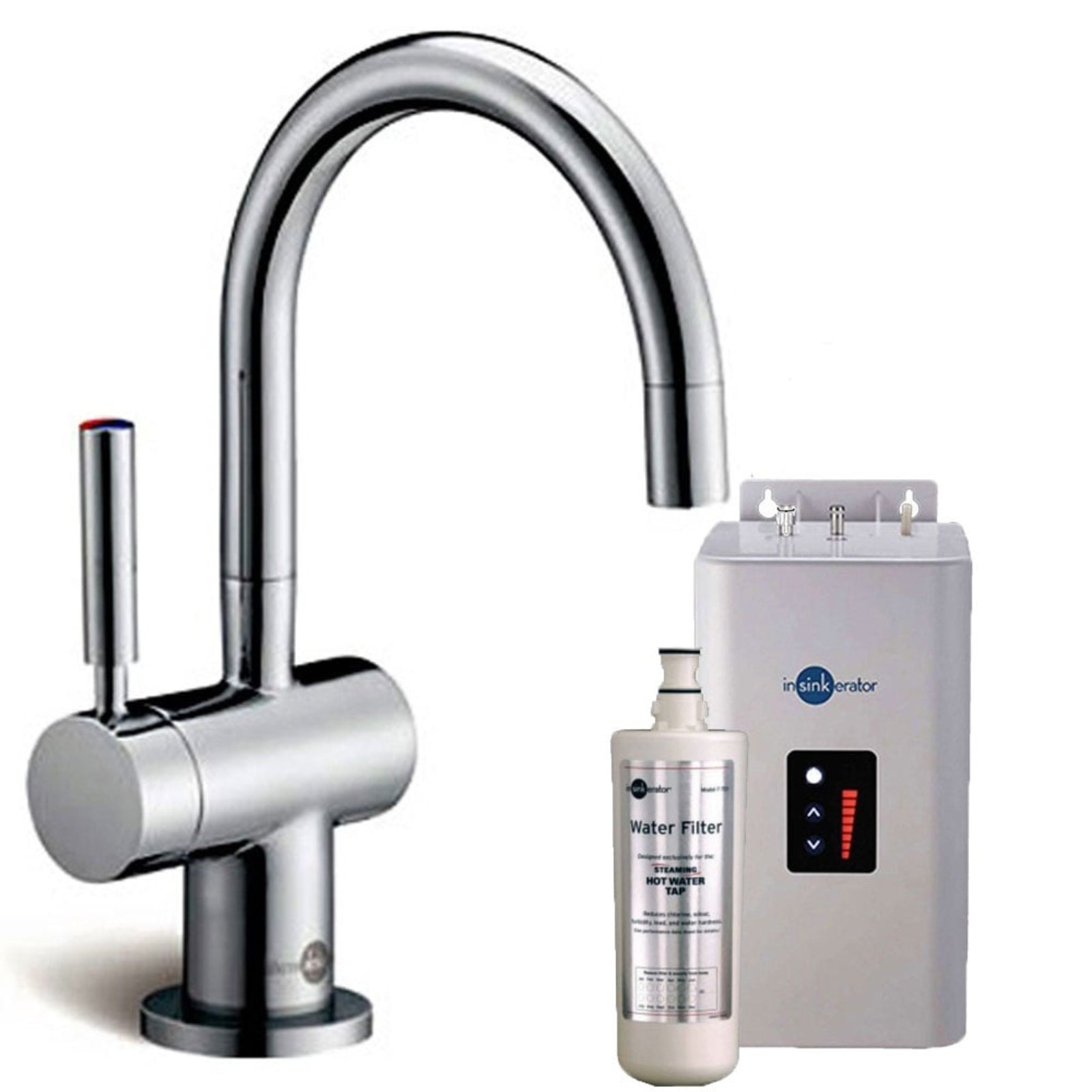 Insinkerator Brushed Steel Boiling Hot & Cold Kitchen Kettle Tap & Neo Tank