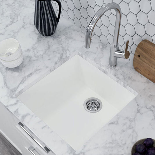 Ceramic wash basin with chrome faucet installed