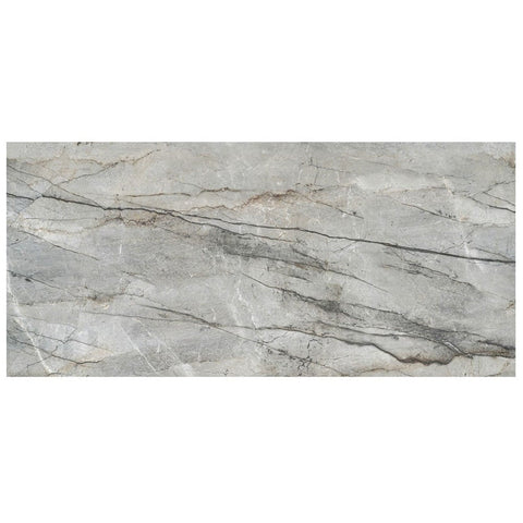 RAK Breccia Adige Glossy Grey 600x1200mm Porcelain Tiles (2 Tiles 1.44m²)