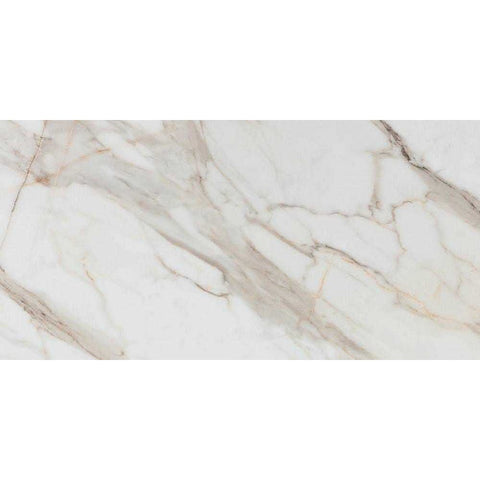 RAK Calacatta Gold Glossy White 600x1200mm Porcelain Tiles (2 Tiles 1.44m²)