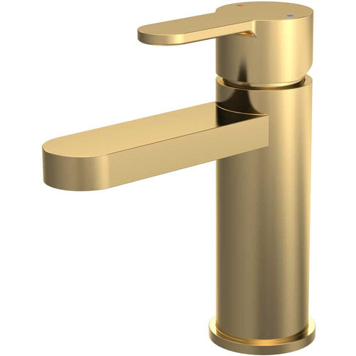 Nuie Arvan Brushed Brass Mono Basin Mixer With Push Button Waste ARV805