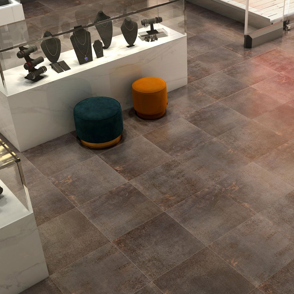 RAK Evoque Metal Brown 600x600mm Porcelain Tiles (4 Tiles 1.44m²) AGB06EVQMBRNZMSNLL