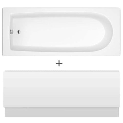 Nuie Barmby Round Single Ended Straight Bath 1500x700 & Front Panel
