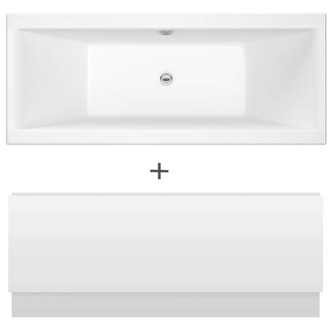 Nuie Asselby Square Double Ended Straight Bath 1700x700 & Front Panel