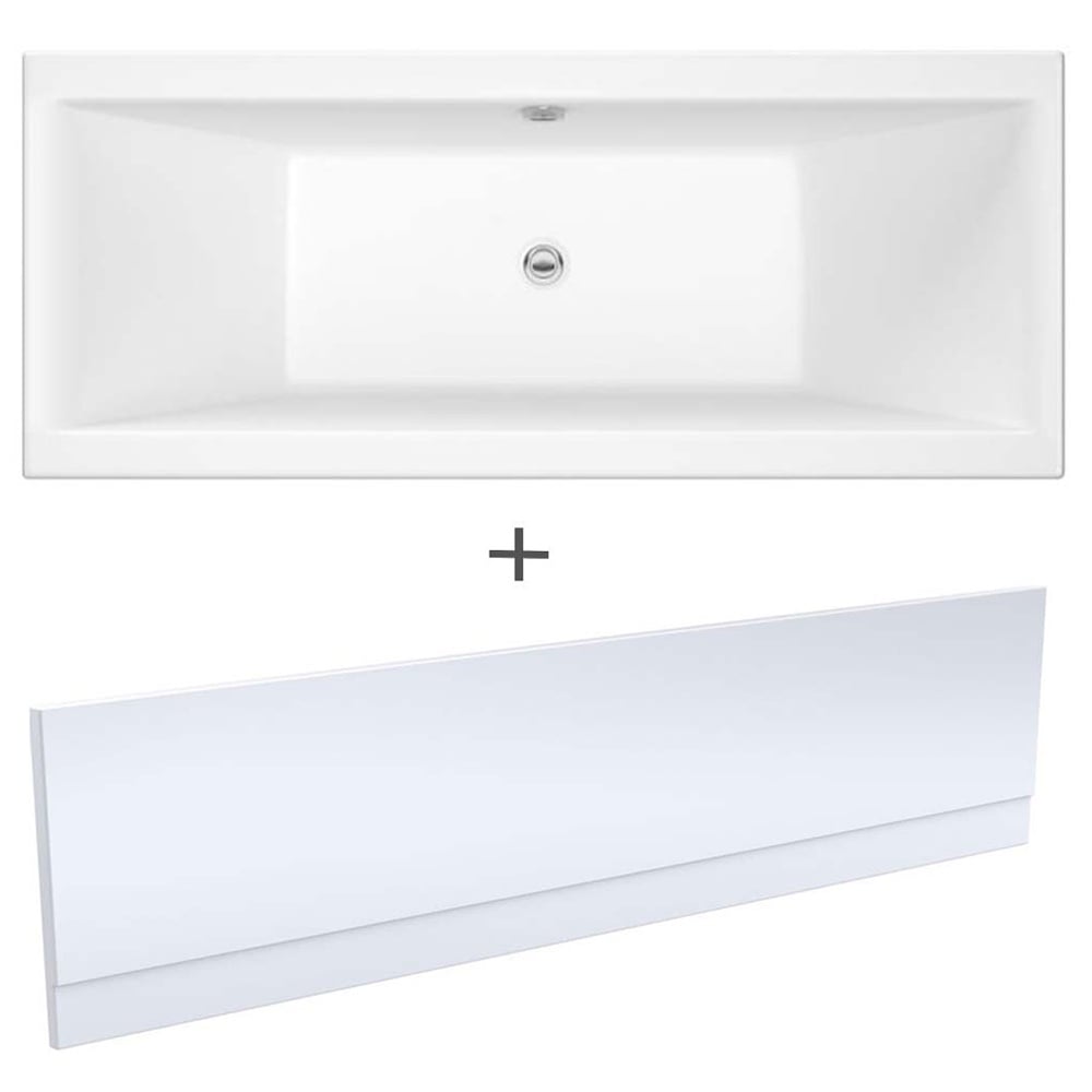 Nuie Asselby Square Double Ended Straight Bath 1800x800 & Front Panel