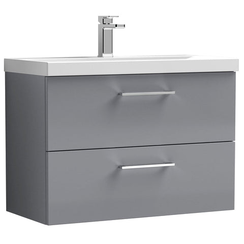 Nuie Arno Cloud Grey 800mm Wall Hung 2-Drawer Vanity Unit & Basin 1