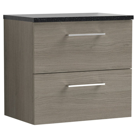 Nuie Arno Solace Oak 600mm Wall Hung 2-Drawer Vanity Unit & Laminate Top ARN2524LSB