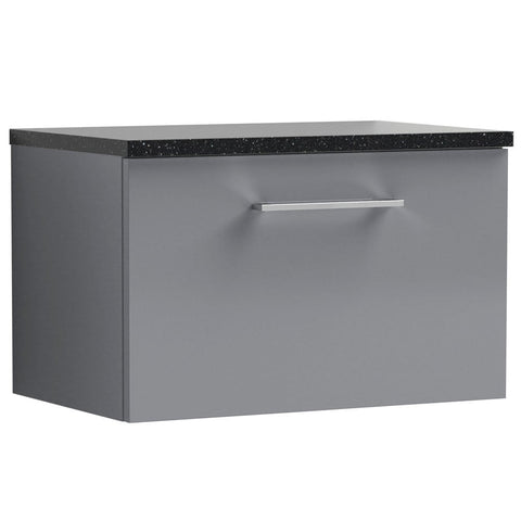 Nuie Arno Cloud Grey 600mm Wall Hung 1-Drawer Vanity & Laminate Top ARN1322LSB