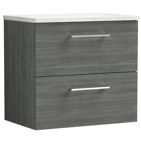 Nuie Arno Anthracite 600mm Wall Hung 2-Drawer Vanity Unit & Laminate Top ARN524LSW