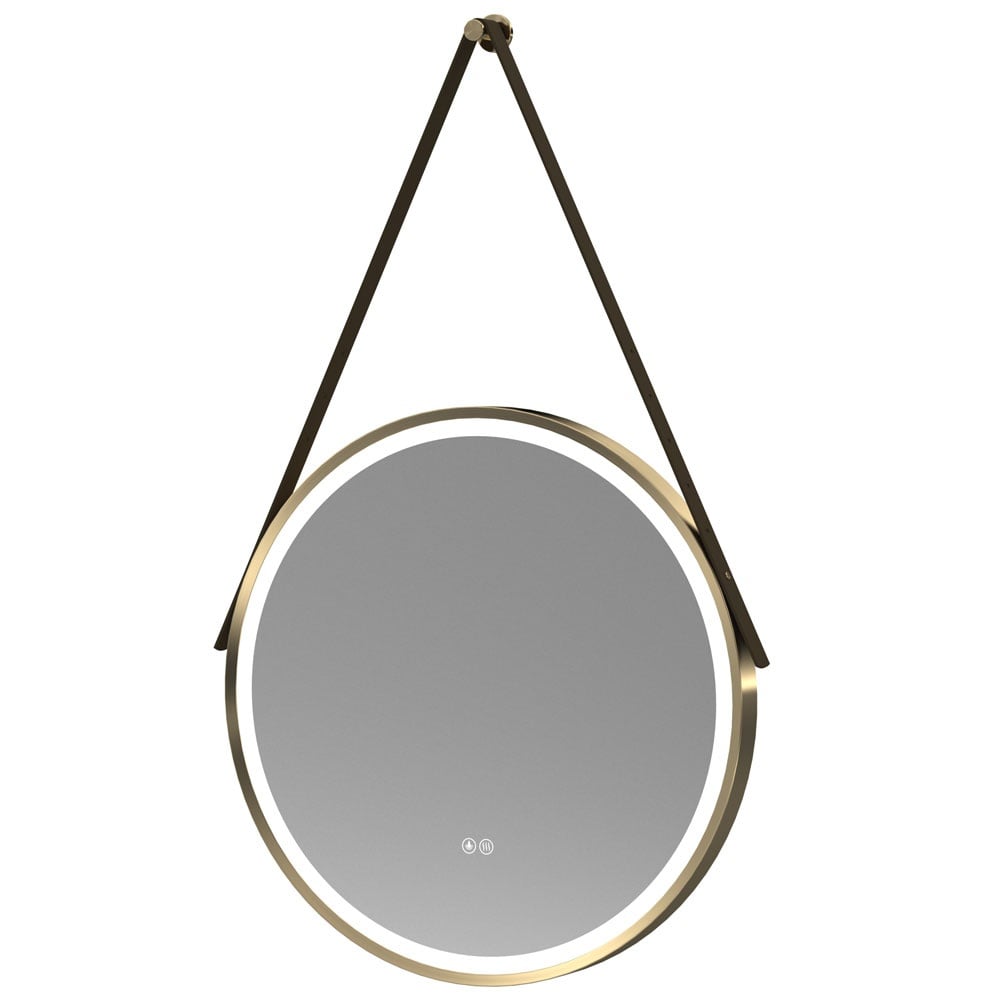 Nuie Brushed Brass Touch Sensor 600mm Round Illuminated Mirror