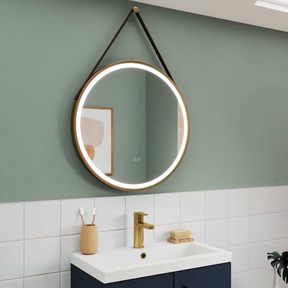 Nuie Brushed Brass Touch Sensor 800mm Round Illuminated Mirror