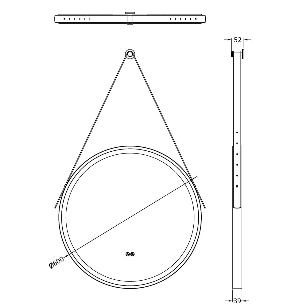 Nuie Brushed Brass Touch Sensor 600mm Round Illuminated Mirror