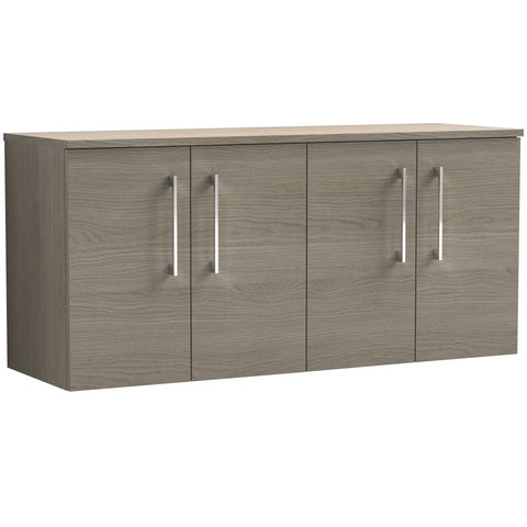 Nuie Arno Solace Oak 1200 Wall Hung 4-Door Vanity Unit & Worktop