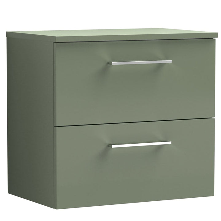 nuie-arno-satin-green-600mm-wall-hung-2-drawer-vanity-unit--worktop-