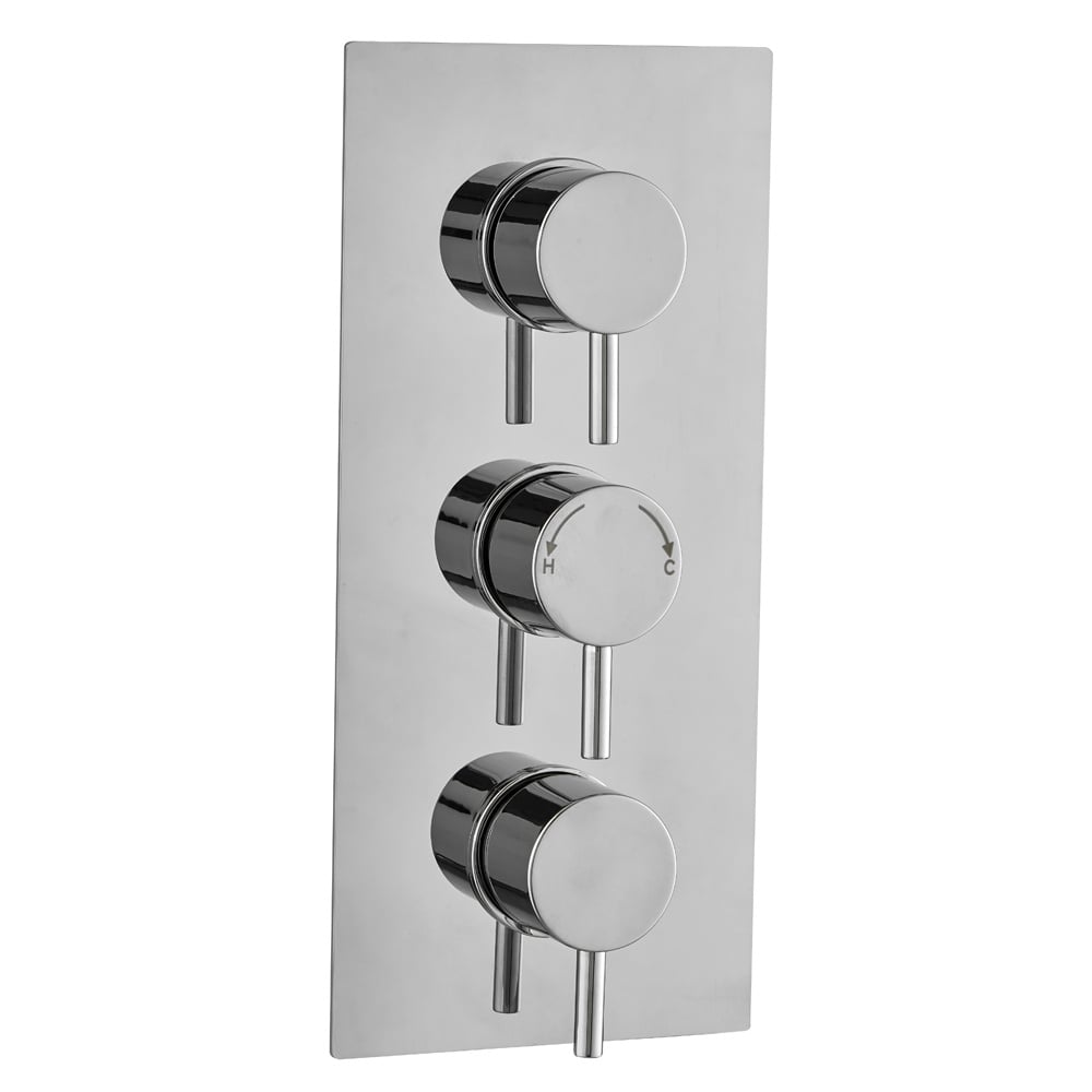 Astini Chrome Round Concealed Thermostatic 3 Lever 2 Way Shower Valve
